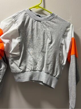 Fashion Nova Gray Ribbed Crewneck Sweatshirt